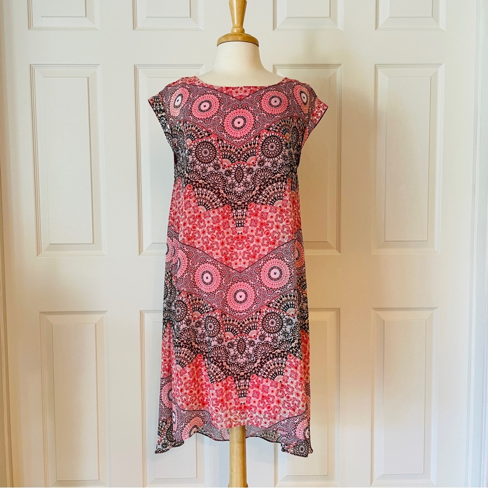 Dana Buchman Coral/Pink Sheath Dress Cap Sleeve